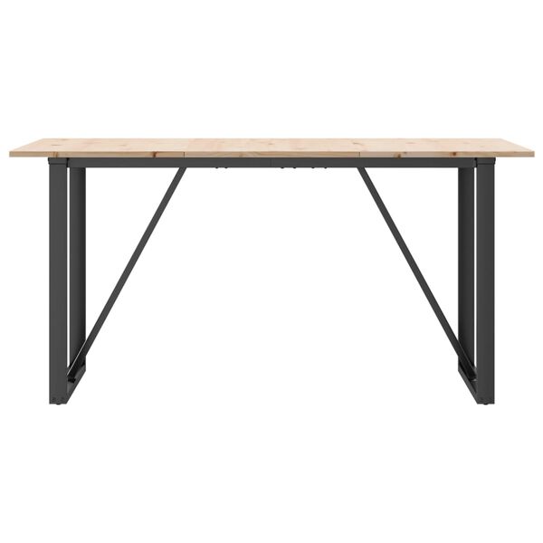 vidaXL Eettafel O-frame 160x80x75 cm massief grenenhout en staal