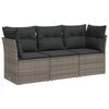 vidaXL 3-delige Loungeset met kussens poly rattan grijs