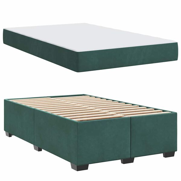 vidaXL Bedframe met matras Donkergroen 120 x 200 cm Stof