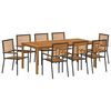 vidaXL Tuin eettafelset 9 st Zwart Massief Acaciahout