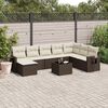 vidaXL 9-delige Loungeset met kussens poly rattan bruin
