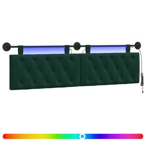 vidaXL Hangend hoofdbord Met LED-verlichting Donkergroen Fluweel