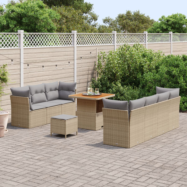 vidaXL Tuin Sofa Set met kussen met opslag 10 pcs beige en lichtgrijs