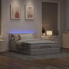 vidaXL Bed poef met matras en LED's 140x190 cm stof taupe