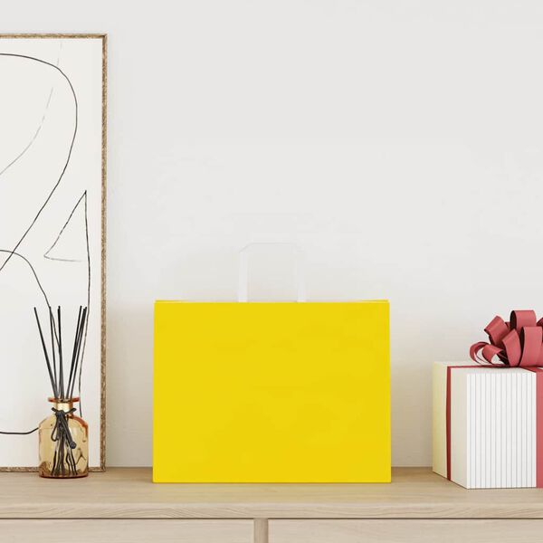 vidaXL Papieren zakken 250 st met hengsels 32x17x25 cm geel