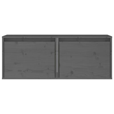 vidaXL Wandkasten 2 st 45x30x35 cm massief grenenhout grijs