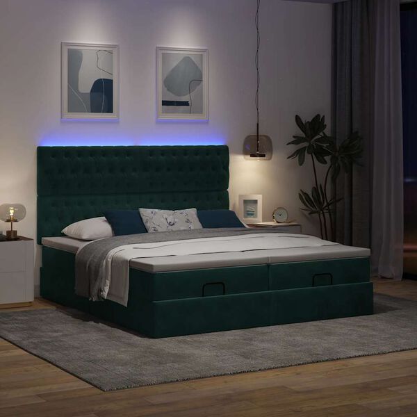 vidaXL Ottoman bed met matrassen en LED's 160x200cm fluweel