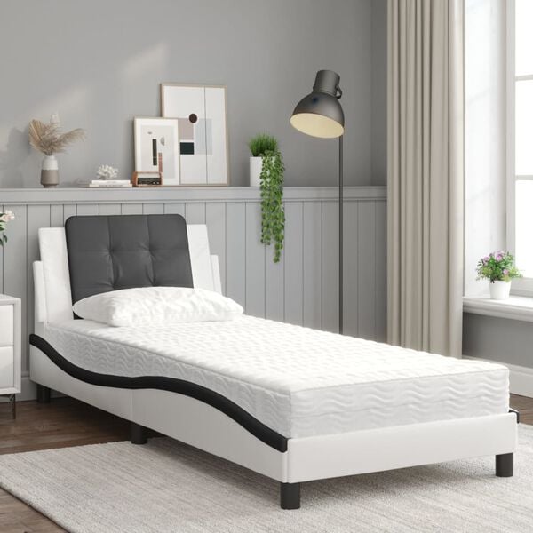 vidaXL Bedframe zonder matras "Zadar" kunstleer zwart en wit 80x200 cm