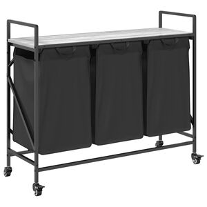 vidaXL Wasmand 3 vakken met planken grijs sonoma eiken