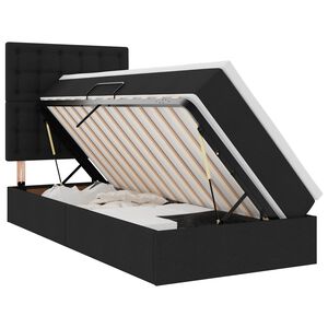 vidaXL Opbergbed met LED met matras Zwart 90 x 190 cm Polyester