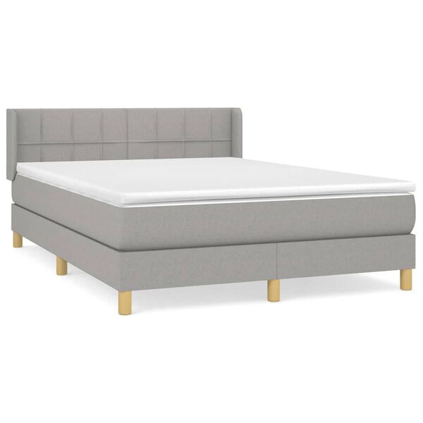 vidaXL Boxspring met matras stof lichtgrijs 140x200 cm