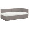 vidaXL Hoekbedframe met Matras met hoofdeinde 2 pcs Taupe Fluweel