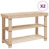vidaXL Schoenenrekken met bank 2 st massief hout