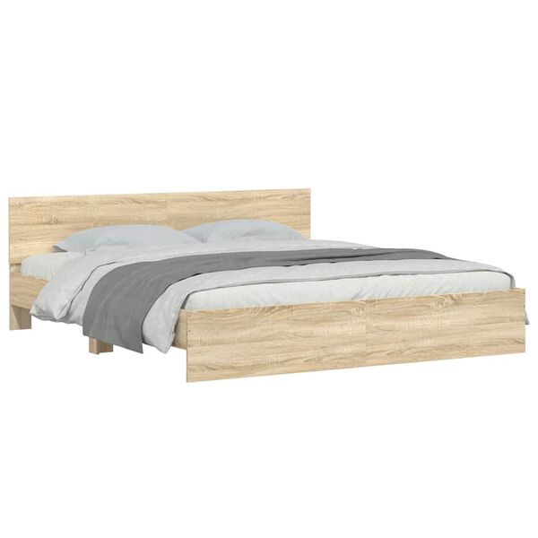 vidaXL Bedframe met hoofdeinde sonoma eikenkleur 200x200 cm
