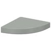 vidaXL Hoekschap zwevend 25x25x3,8 cm MDF hoogglans grijs