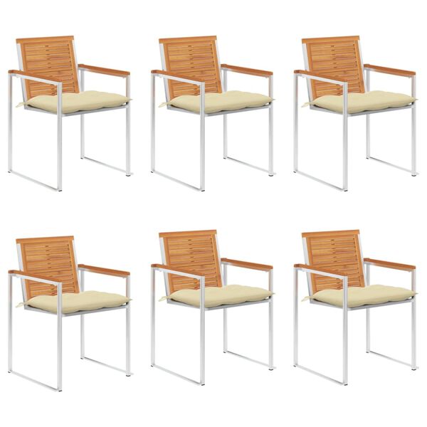 vidaXL Tuinstoelen 6 st met kussens massief acaciahout