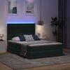 vidaXL Opbergbed met LED met matras Donkergroen 140 x 190 cm Fluweel