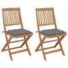 vidaXL Set van 2 klapstoelen met kussens, gemaakt van massief acaciahout.