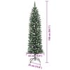 vidaXL Kunstmatige slanke kerstboom met 150 LED Groen en Wit 150 cm
