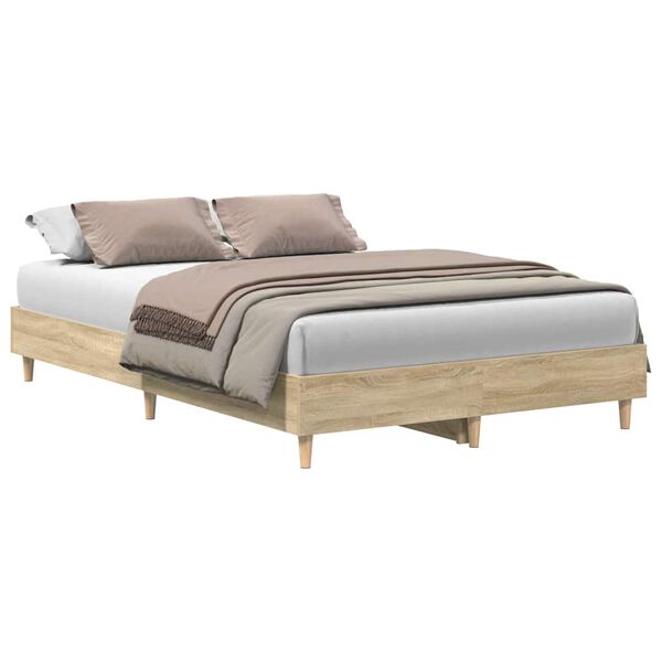 vidaXL Bedframe zonder matras 120x190cm spaanplaat sonoma eikenkleurig
