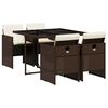 vidaXL 5-delige Tuinset met kussens poly rattan bruin