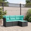 vidaXL 4-delige Loungeset met kussens poly rattan zwart