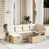 vidaXL 7-delige Loungeset met kussens poly rattan beige