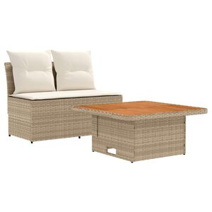 vidaXL 2 Stuk Tuin middelste sofa met uitschuiftafel poly rattan