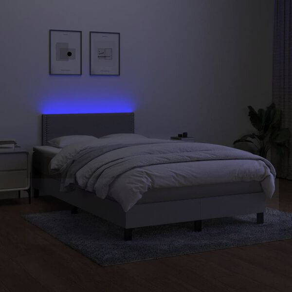 vidaXL Boxspring met matras en LED stof lichtgrijs 120x190 cm
