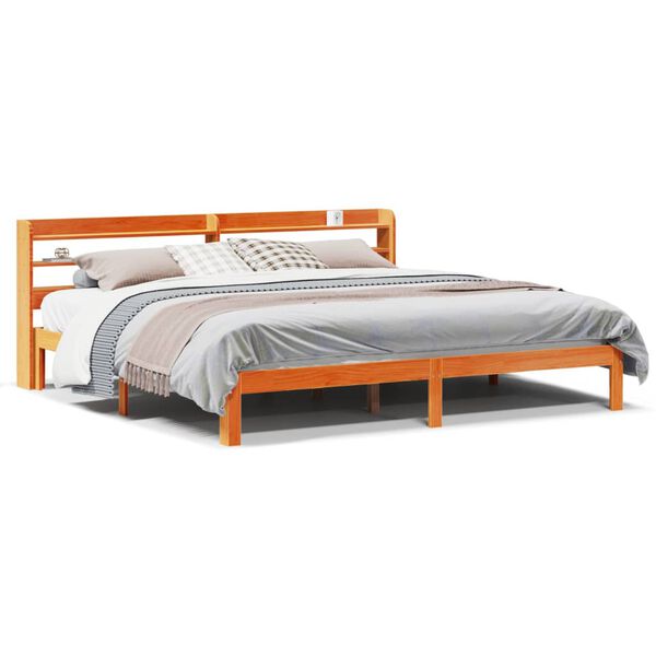 vidaXL Bedframe zonder matras massief grenenhout wasbruin 180x200 cm