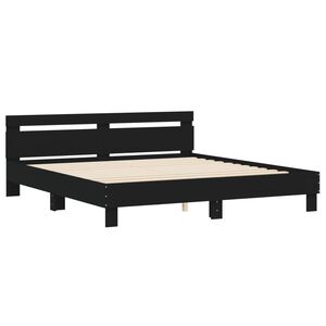 vidaXL Bedframe met hoofdbord bewerkt hout zwart 180x200 cm
