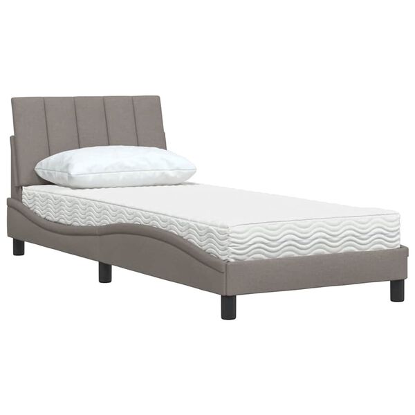 vidaXL Bed met matras "Hanko" stof taupe 90x200 cm