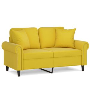 vidaXL Tweezitsbank met sierkussens 120 cm fluweel geel