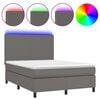 vidaXL Boxspring met matras en LED kunstleer grijs 140x190 cm
