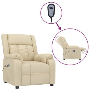 vidaXL Fauteuil verstelbaar elektrisch stof cr&egrave;mekleurig