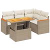 vidaXL 5-delige Loungeset met kussens poly rattan beige