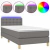 vidaXL Boxspring met matras en LED stof donkergrijs 80x200 cm