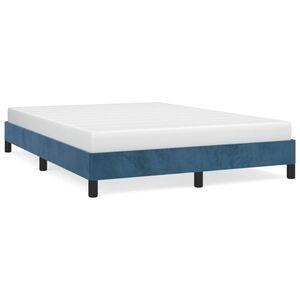 vidaXL Bedframe zonder matras 140x200 cm fluweel donkerblauw