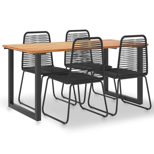 vidaXL 5-delige Tuinset massief acaciahout en poly rattan