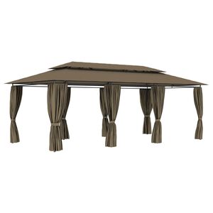 vidaXL Prieel met gordijnen 180 g/m&sup2; 600x298x270 cm taupe