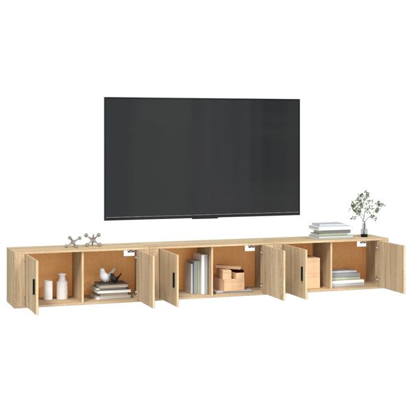 vidaXL Tv-wandmeubels 3 st 100x34,5x40 cm sonoma eikenkleurig