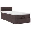 vidaXL Bed poef met matras en LED's 90x200 cm stof donkerbruin