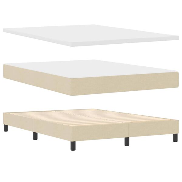 vidaXL Boxspringbed met matras met hoofdeinde Cr&egrave;me 160 x 200 cm Stof