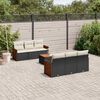 vidaXL 7-delige Loungeset met kussens poly rattan zwart