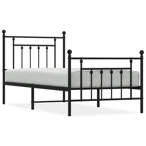 vidaXL Bedframe met hoofd- en voeteneinde metaal zwart 80x200 cm