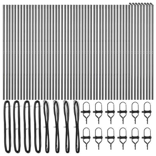 vidaXL Hek Post Anders 52 pcs Grijs 3,2 x 3,2 x 210 cm Staal