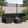 vidaXL 7-delige Loungeset met kussens poly rattan zwart
