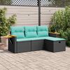 vidaXL 4-delige Loungeset met kussens poly rattan zwart
