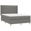 vidaXL Boxspring met matras en LED stof donkergrijs 140x200 cm