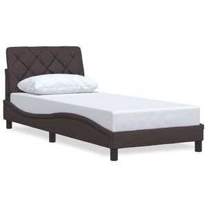 vidaXL Bedframe zonder matras 90x200 cm stof donkerbruin